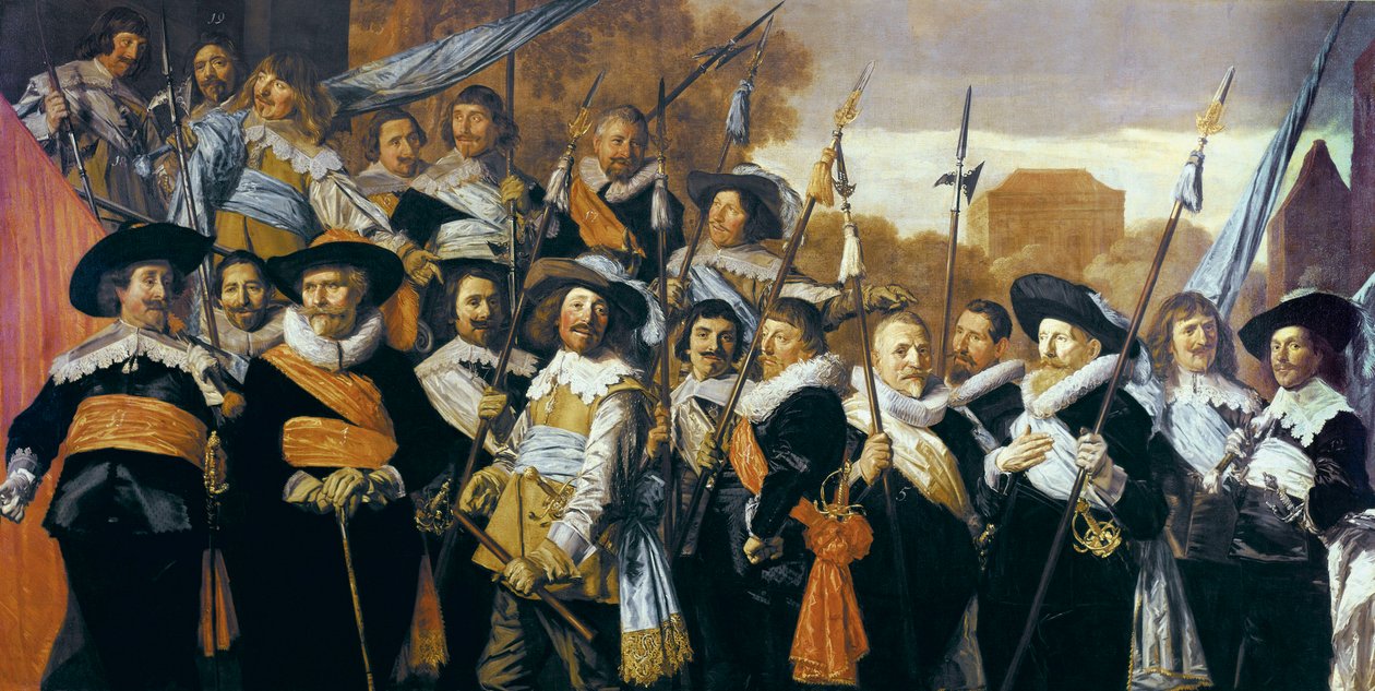 Ryhmäkuva Haarlemin kansalaisvartioston upseereista ja alivaraisista tekijältä Frans Hals