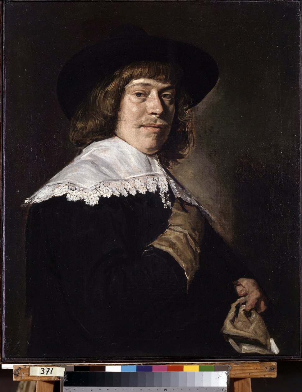 Muotokuva miehestä, jolla on käsine. Muotokuva nuoresta miehestä, jolla on käsine. Maalaus Frans Hans Hals I (1581-1666), noin 1650. Öljy kankaalle. Hollantilainen taide, barokkityyli. Eremitaaši, Pietari. tekijältä Frans Hals