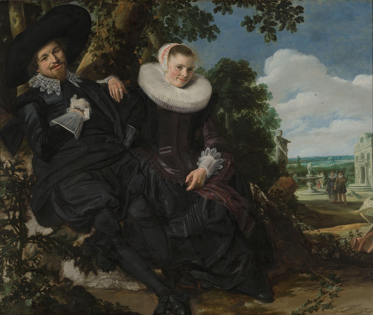Muotokuva pariskunnasta, luultavasti Isaac Abrahamsz Massa ja Beatrix van der Laen Parin muotokuva maisemassa, luultavasti Isaac Abrahamsz Massa (1586-1643) ja Beatrix van der Laen (1592-1639) tekijältä Frans Hals