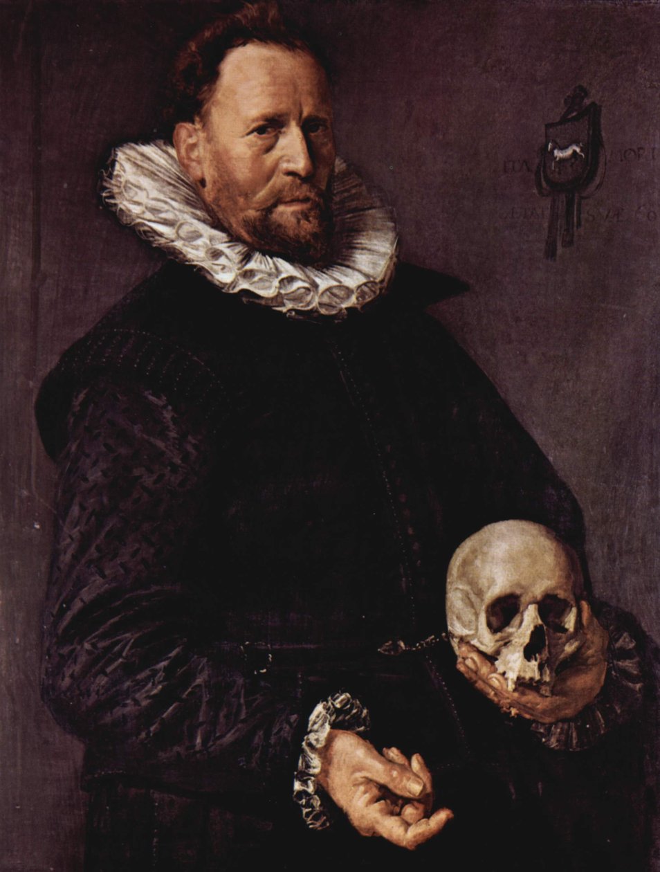 Muotokuva miehestä, joka pitää kalloa tekijältä Frans Hals