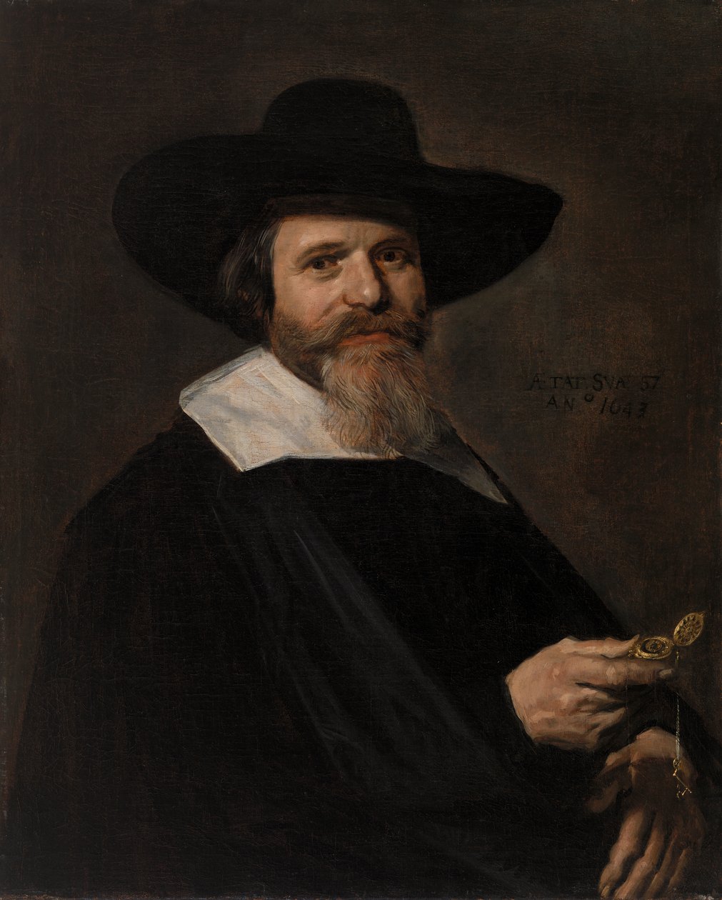 Muotokuva miehestä, joka pitää kelloa tekijältä Frans Hals