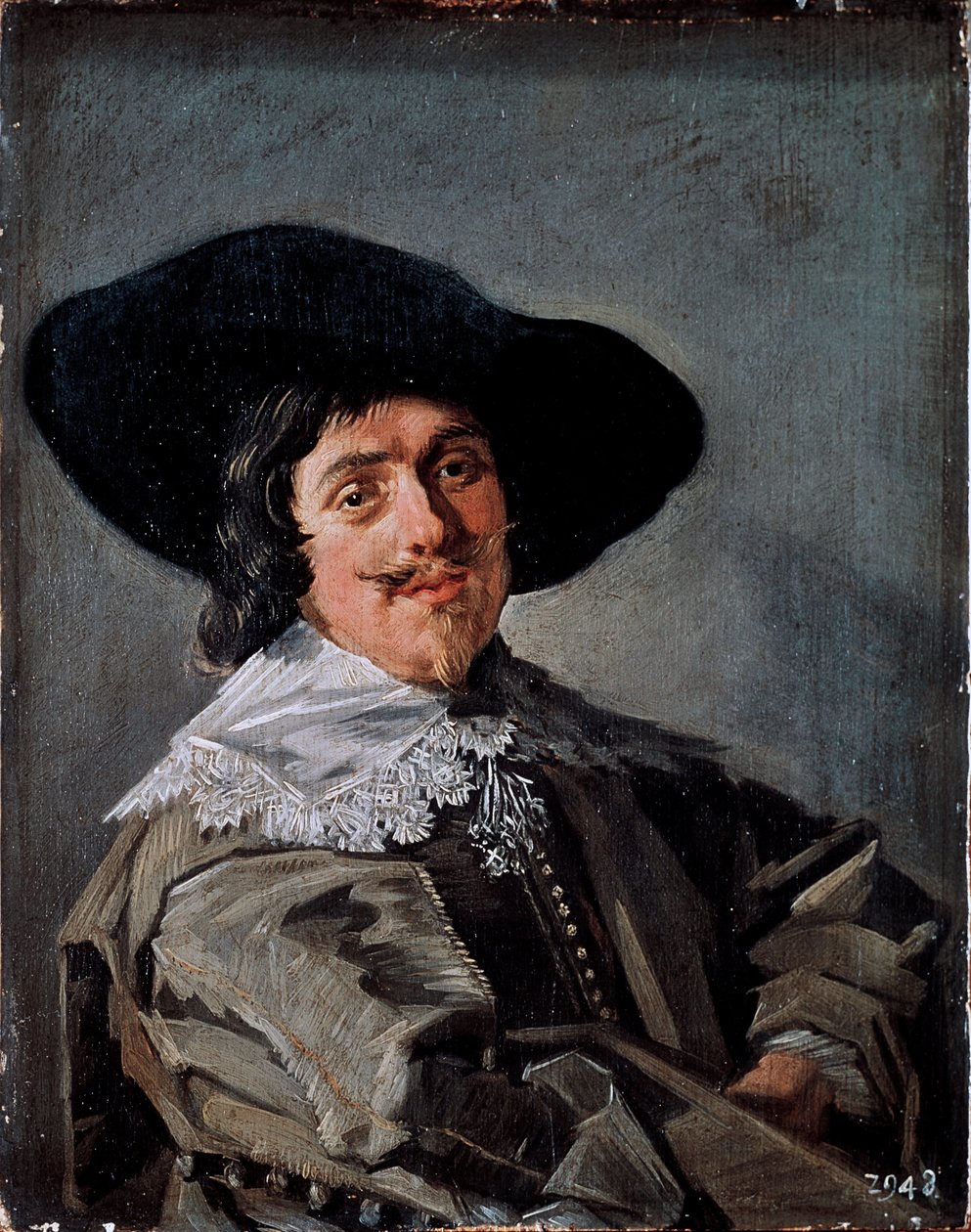 Frans Halsin (1581/85-1666) miehen muotokuva kelta-harmaassa fockissa, noin 1633 Dresden, Gemaldegalerie Saksa tekijältä Frans Hals
