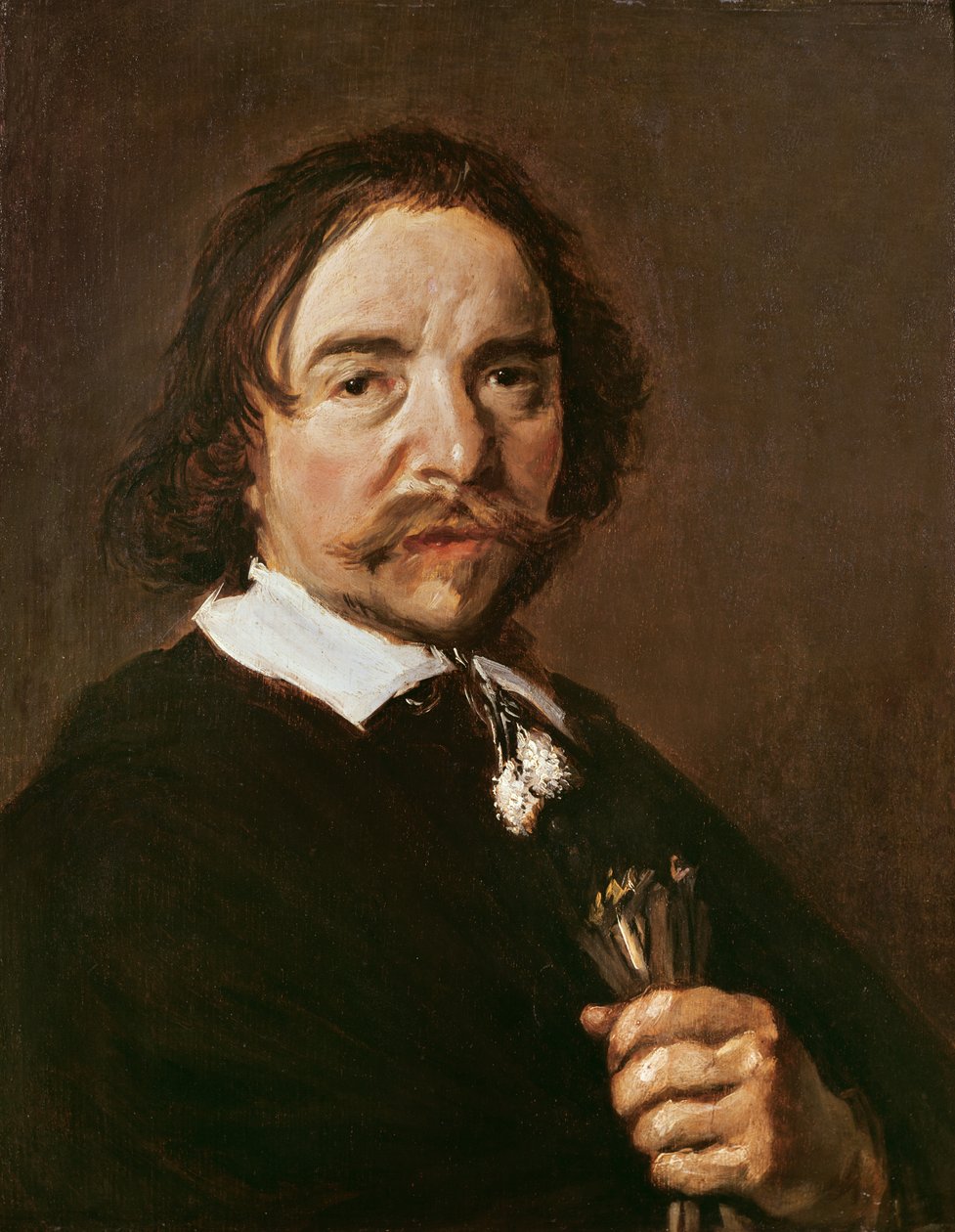 Muotokuva hansikkaasta ja mustat hiukset kantavasta miehestä, noin 1657. tekijältä Frans Hals