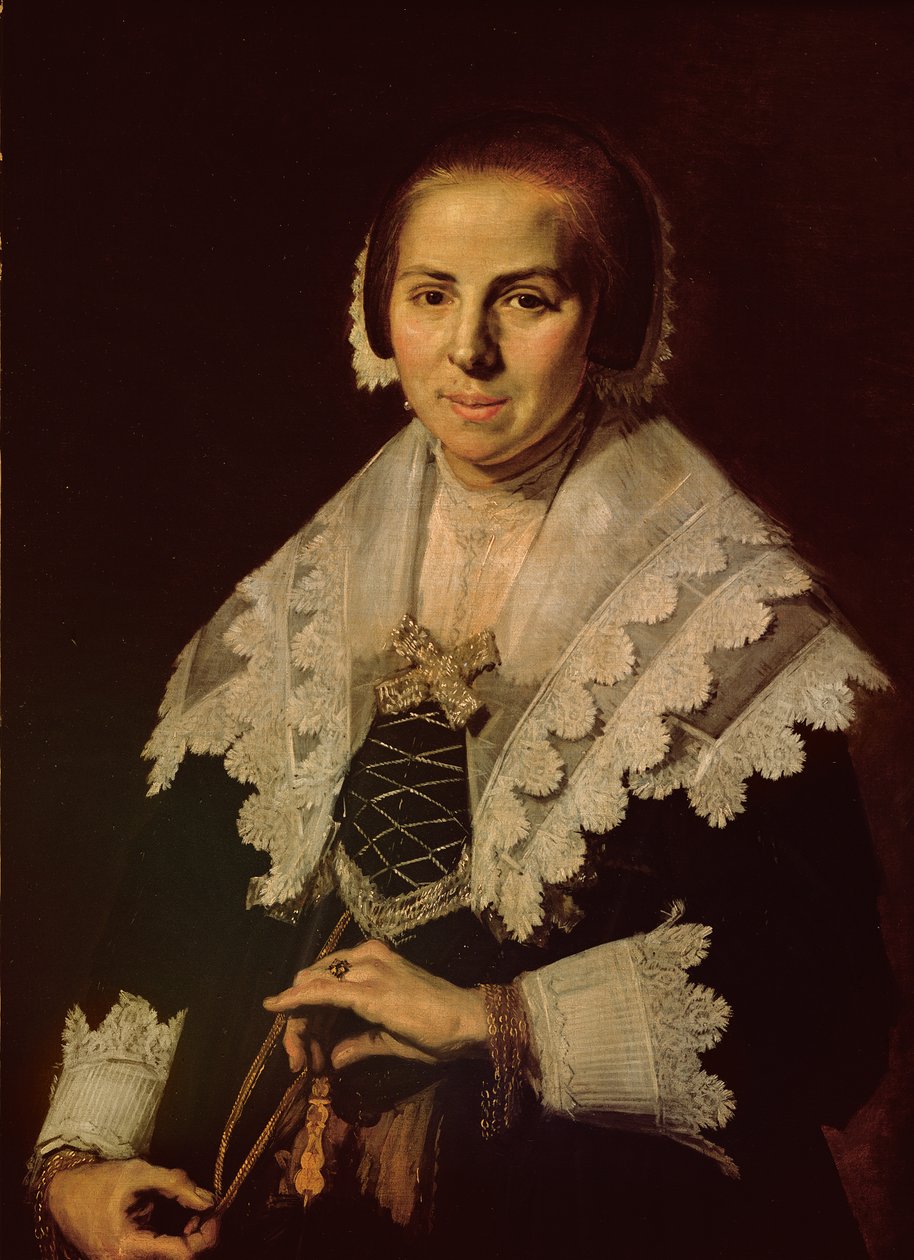 Naisen muotokuva tuulettimen kanssa, 1640 tekijältä Frans Hals