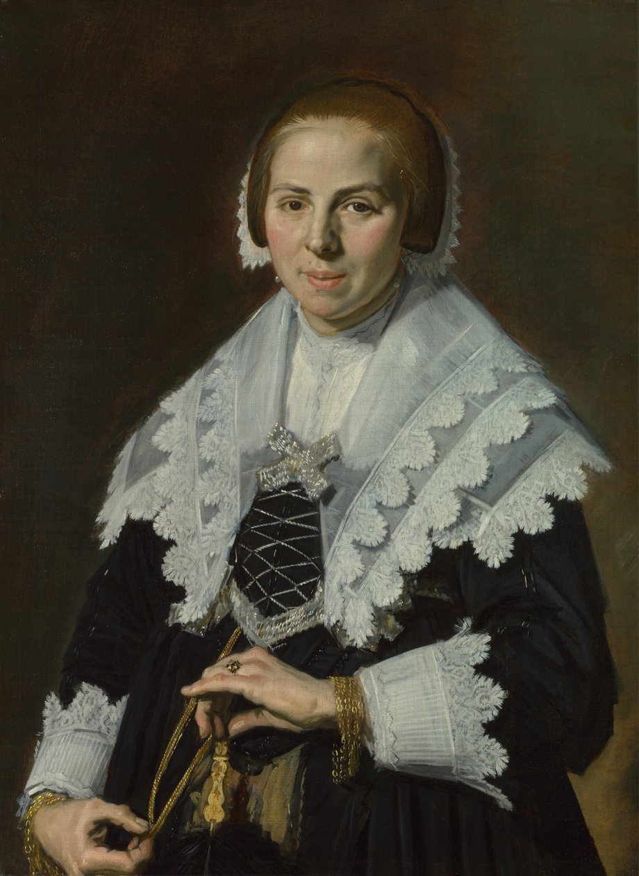 Naisen muotokuva tuulettimen kanssa, c. 1640 tekijältä Frans Hals