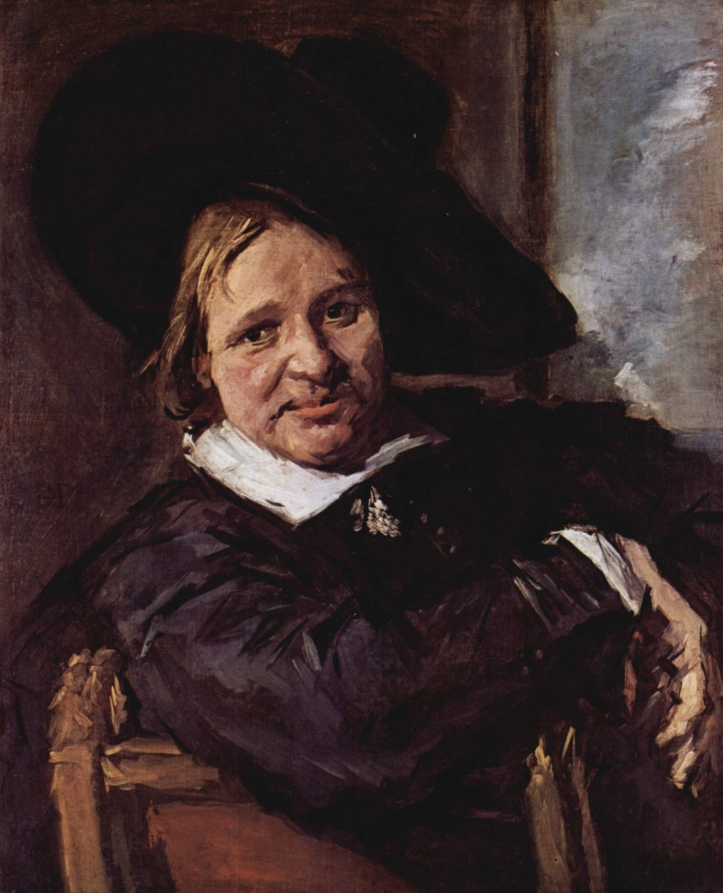 Istuvan miehen muotokuva, päässään pehmeä hattu tekijältä Frans Hals