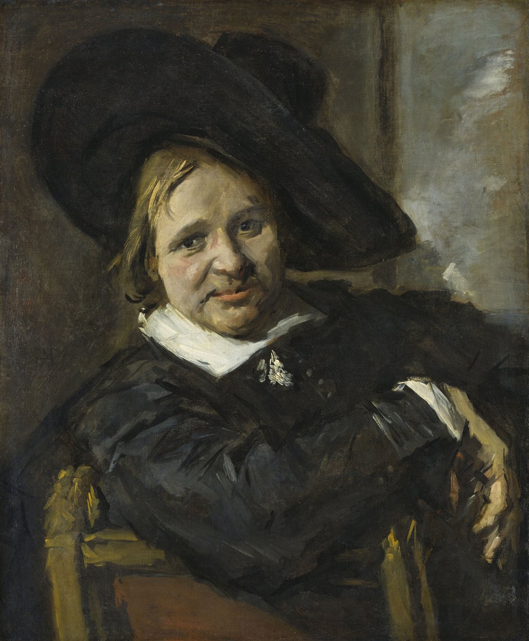 Istuvan miehen muotokuva, päässään pehmeä hattu tekijältä Frans Hals