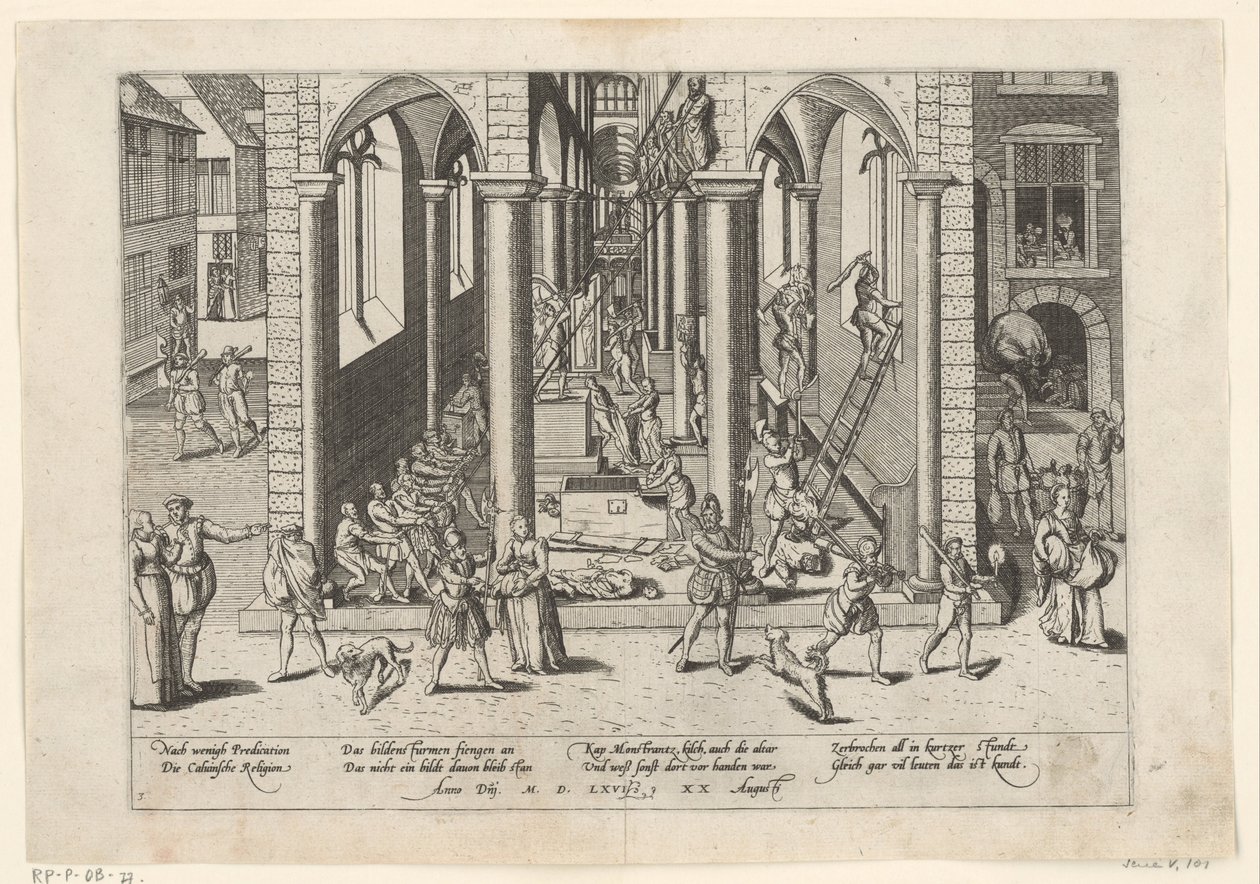 Ikonoklasmi, 1566 Sarja 5: Hollannin tapahtumat, 1566-1570 (sarjan nimi) tekijältä Frans Hogenberg