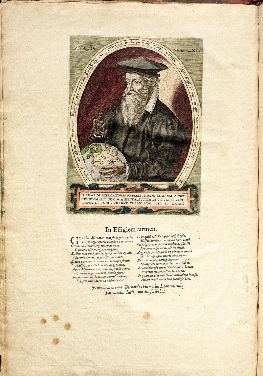 Muotokuva Gerardus Mercatorista 1512-1594 62-vuotiaana tekijältä Frans Hogenberg