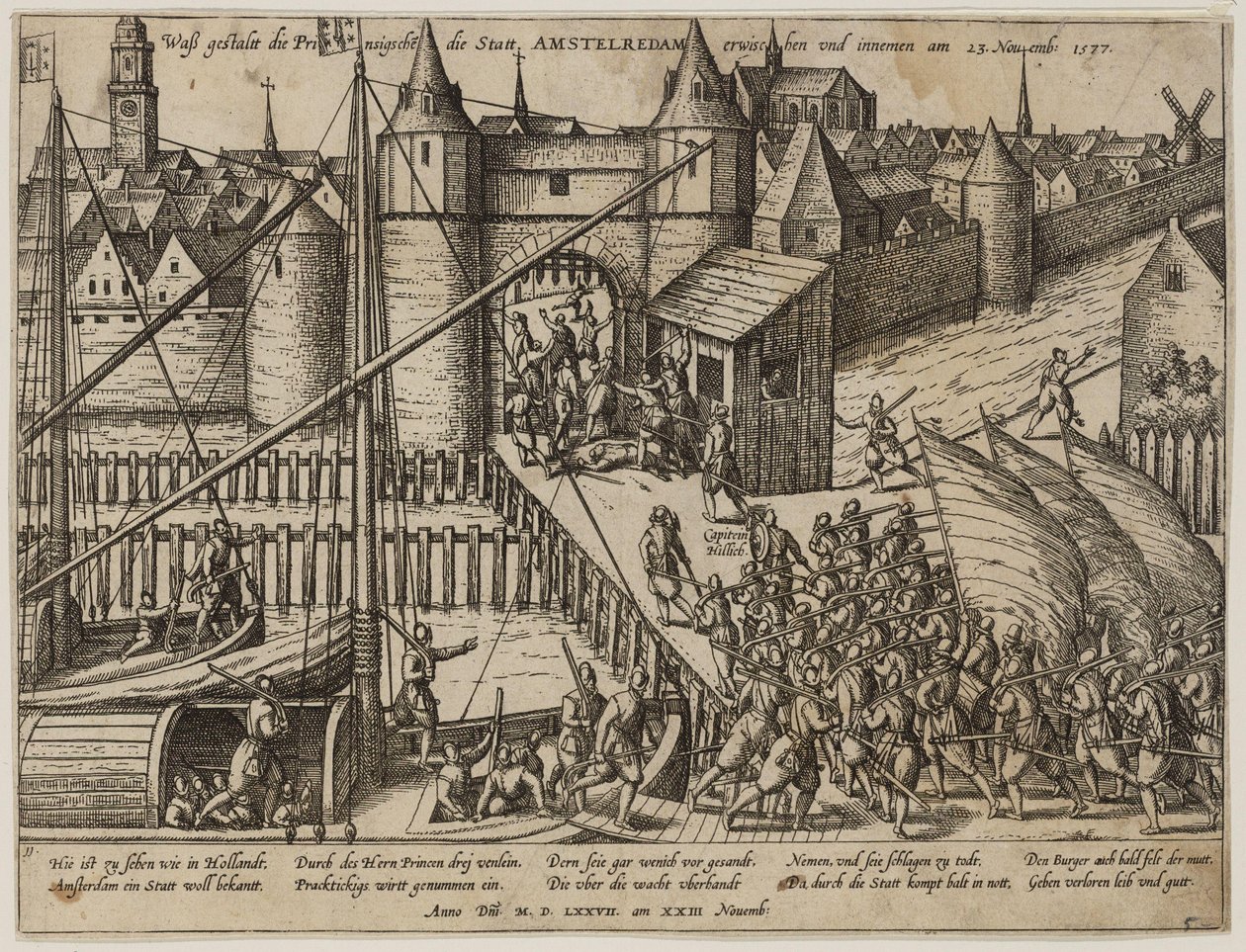 Hyökkäys Amsterdamiin 23. marraskuuta 1577. tekijältä Frans Hogenberg