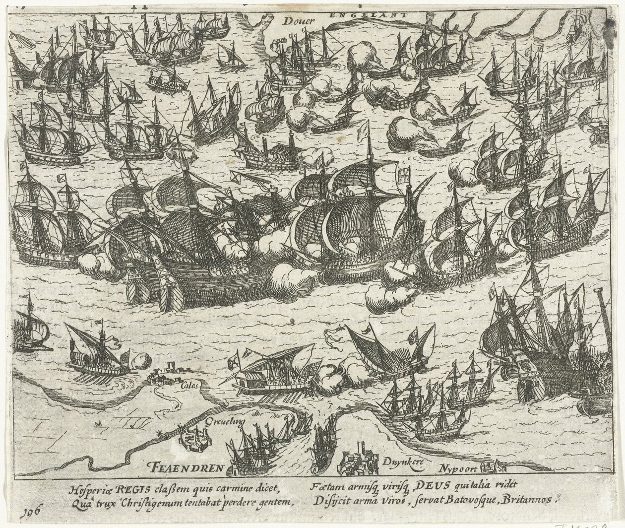 Espanjalaisen Armadan uppoaminen 1588, 1613-1615 tekijältä Frans Hogenberg