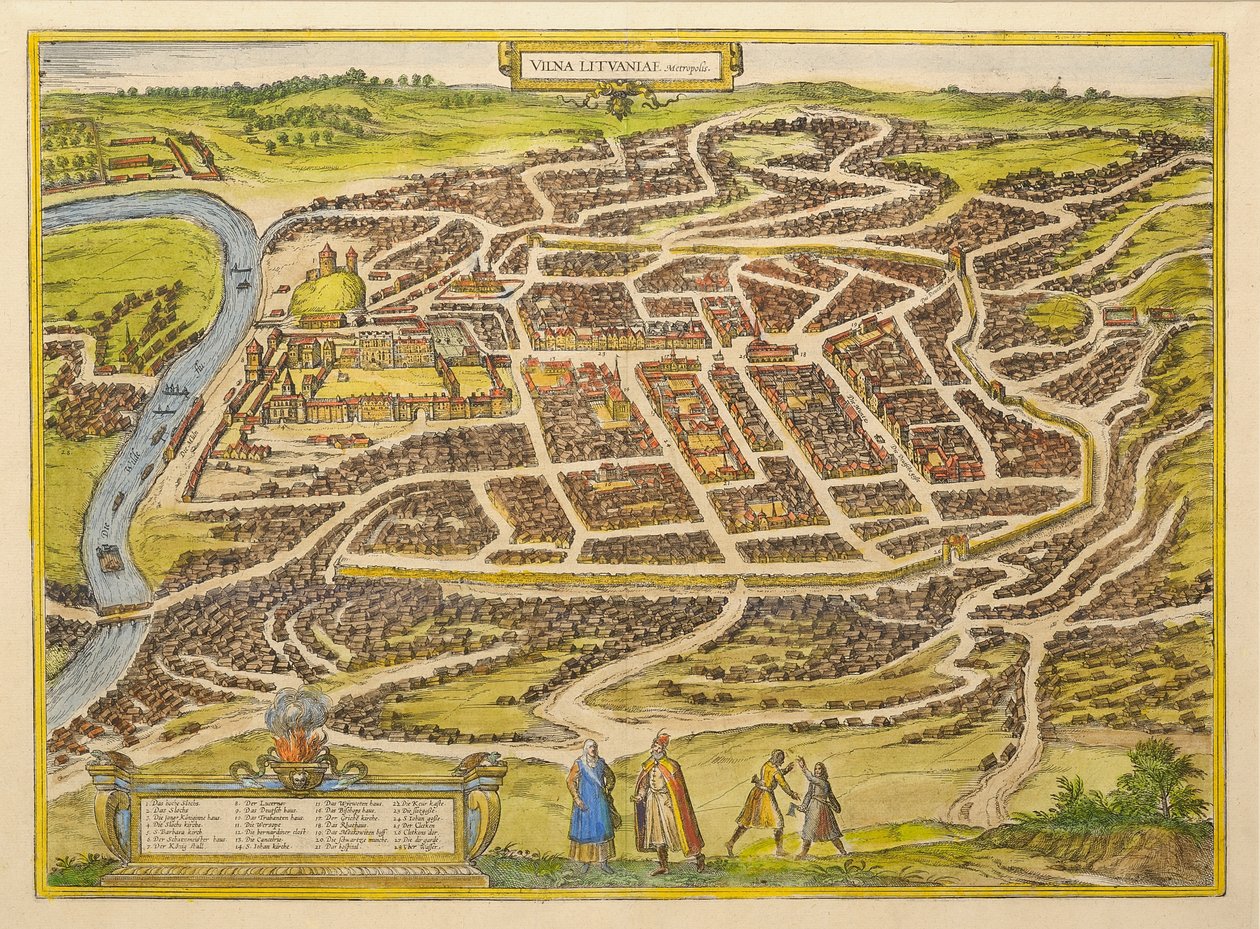 Vilna Georg Braunin maailman ensimmäisestä teatterista, 1580-luku tekijältä Frans Hogenberg