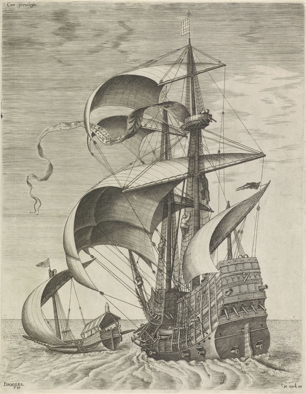 Un vaixell de guerra escortat per una galera Acaben els vaixells de vela (títol de la sèrie). tekijältä Frans Huys
