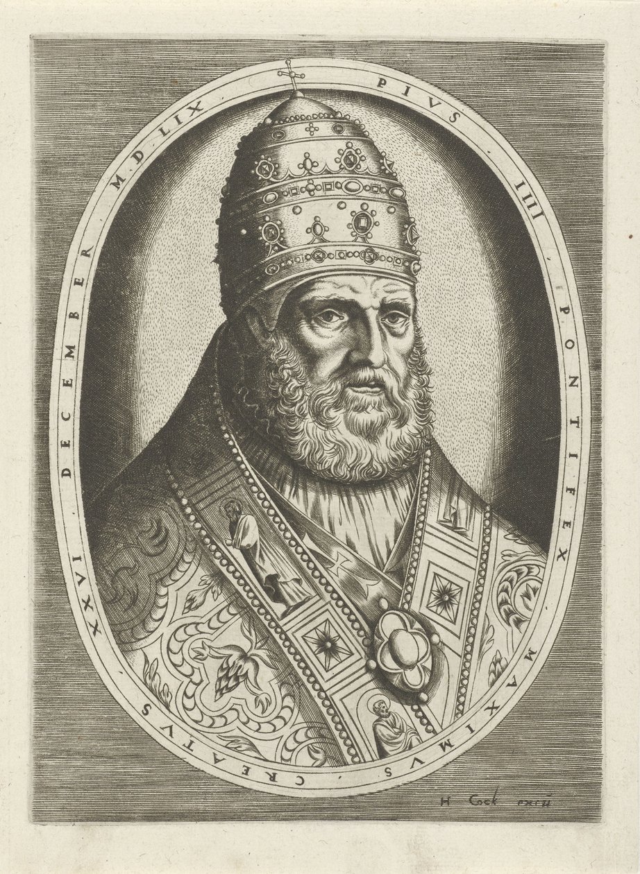 Paavi Pius IV:n muotokuva Kuninkaat, kuningattaret, prinssit ja prinsessat (sarjan nimi) tekijältä Frans Huys