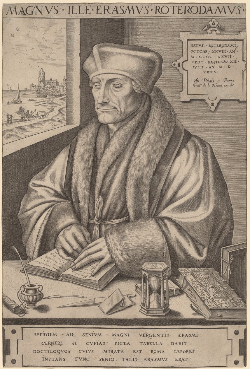 Erasmus Rotterdamilainen tekijältä Frans Huys after Hans Holbein the Younger