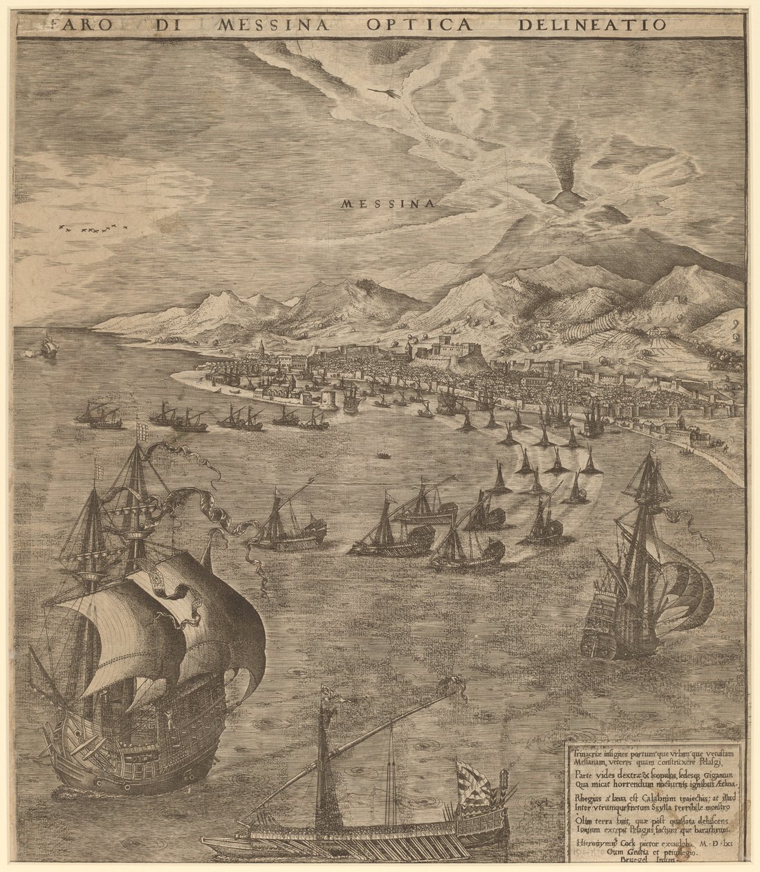 Merivoimien taistelu Messinan salmessa tekijältä Frans Huys after Pieter Bruegel the Elder