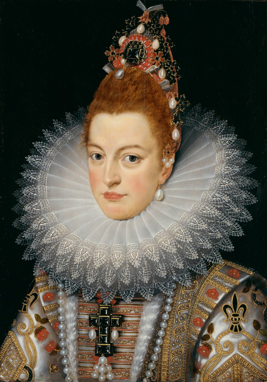 Arkkiherttuatar Isabella, n. 1601-20 (öljy paneelille) tekijältä Frans II (after) Pourbus