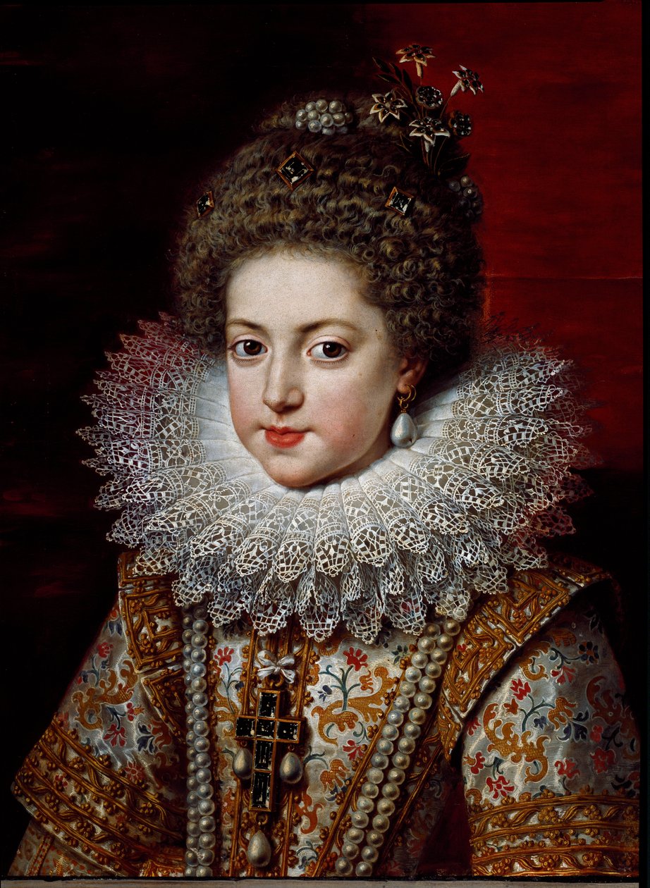 Muotokuva Elisabeth Ranskasta (Elisabeth of Bourbon), n.1611 (maalaus) tekijältä Frans II Pourbus