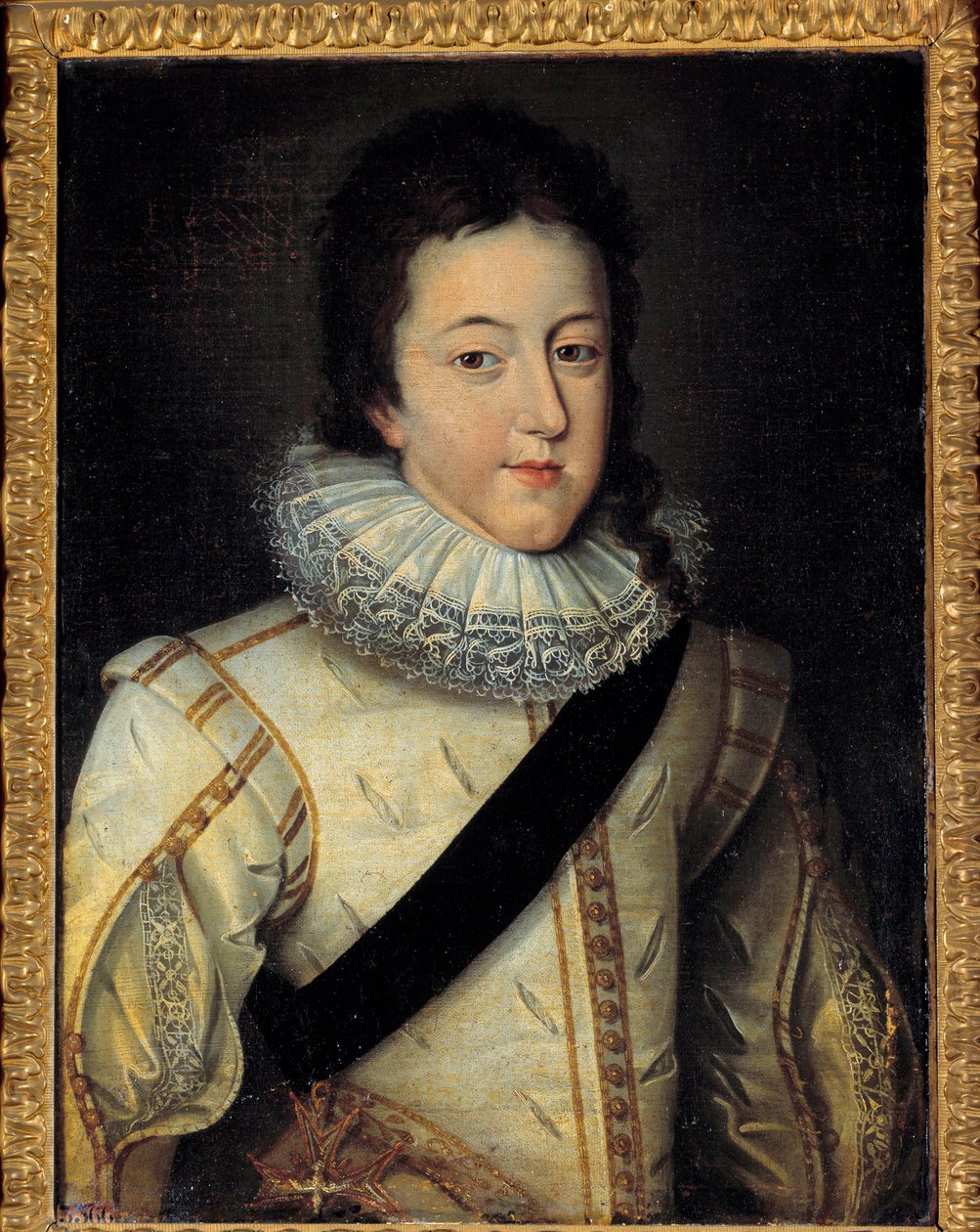 Ludvig XIII:n, Ranskan ja Navarran kuninkaan (1601-1643) muotokuva hänen avioliitossaan vuonna 1616 (h s/t 0,64 x 0,44) Frans Pourbus Le Jeunen (Francois (Franz) Porbus) mukaan tekijältä Frans II Pourbus