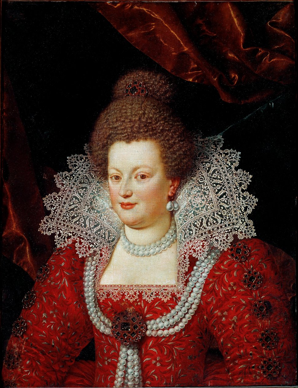 Ranskan kuningattaren Marie de Mediciksen muotokuva (noin 1610, öljy kankaalle) tekijältä Frans II Pourbus