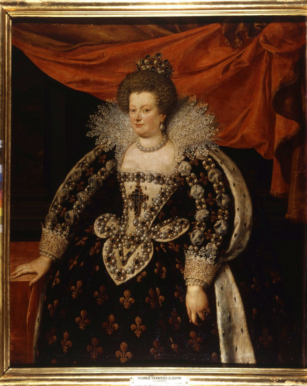 Muotokuva Maria Medicistä (1573 - 1642), Henrik IV:n vaimo ja Ludvig XIII:n äiti. Frans Pourbus Le Jeune (Francois (Franz) Porbus) maalaus tekijältä Frans II Pourbus