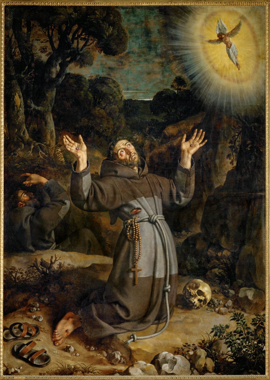 Pyhä Franciscus Assisi vastaanottaa stigmat ... tekijältä Frans II Pourbus