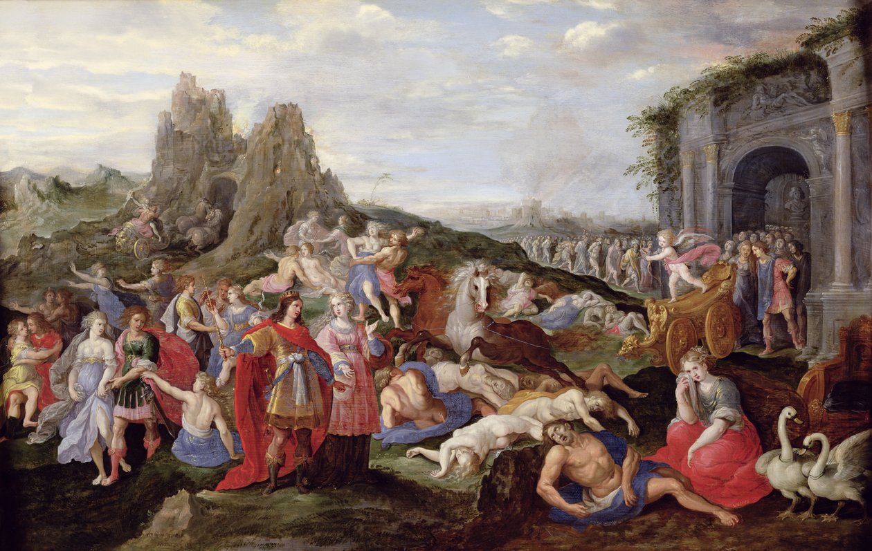 The Slaves and the Furies of Love (öljy paneelissa) tekijältä Frans II the Younger (after) Francken