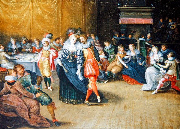 Juhlakohtaus (öljy- ja kultakorostus paneelissa) tekijältä Frans II the Younger (attr. to) Francken