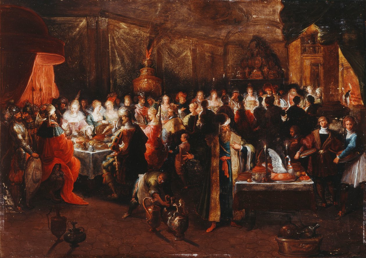 Belsassarin juhla, noin 1610 tekijältä Frans II the Younger Francken