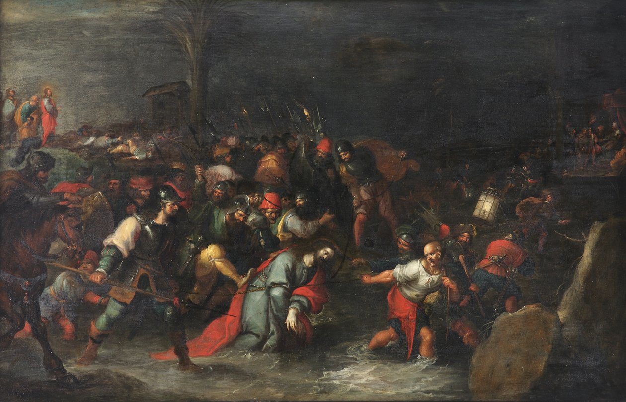 Kristus raahattiin Cedronin puron läpi pidätyksensä jälkeen tekijältä Frans II the Younger Francken