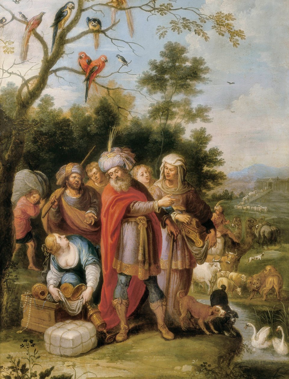 Nooa ja hänen perheensä matkalla arkkiin, n. 1620 (öljy kuparille) tekijältä Frans II the Younger Francken