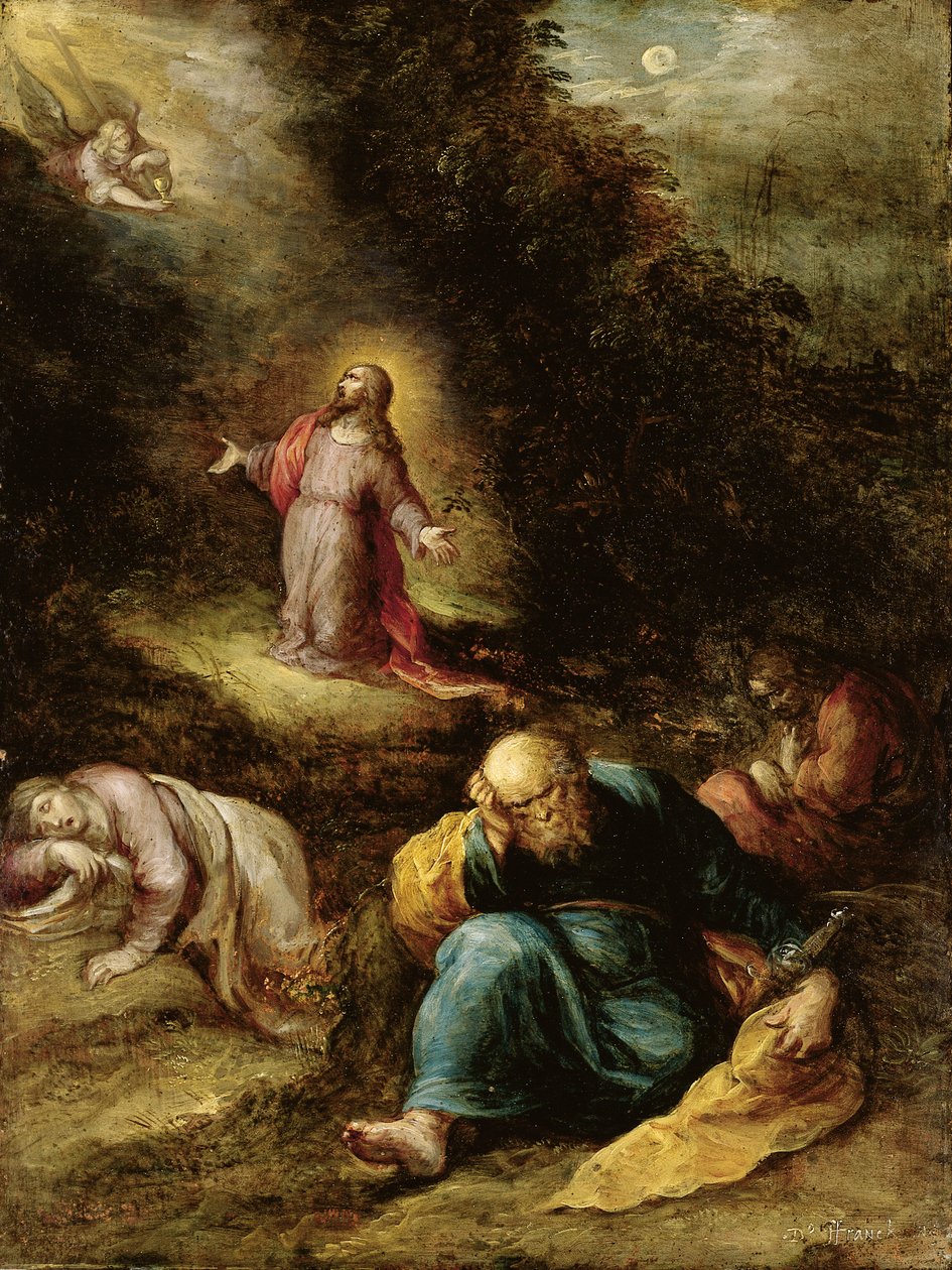 Agony in the Garden (öljy kuparille kullalla korotettuna) tekijältä Frans II the Younger Francken