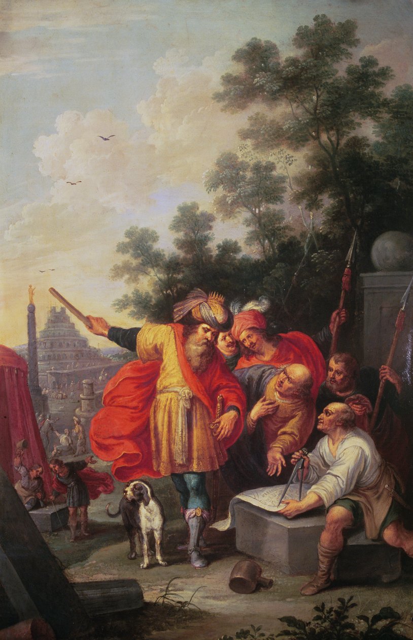 Baabelin tornin rakentaminen tai Nimrod keskustelemassa arkkitehtien kanssa (öljy kankaalle) tekijältä Frans II the Younger Francken
