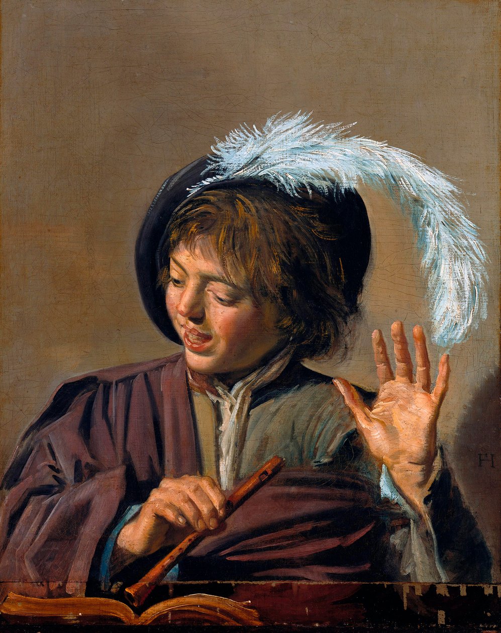 Laulava poika huilulla, n. 1623 tekijältä Frans I Hals
