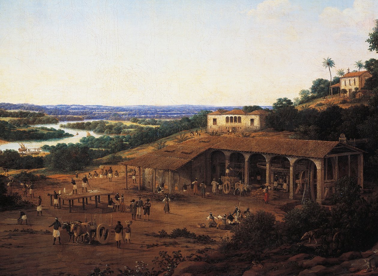 Sokeriruokomyllyt Brasiliassa, Frans Post (1612-1680), öljy kankaalle tekijältä Frans Post