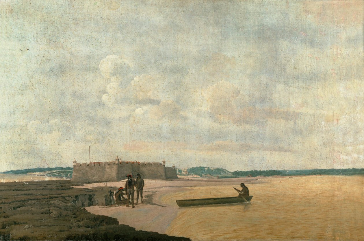 Kolmen maagin vanha portugalilainen linnoitus Rio Grandella, Brasilia ... tekijältä Frans Jansz Post