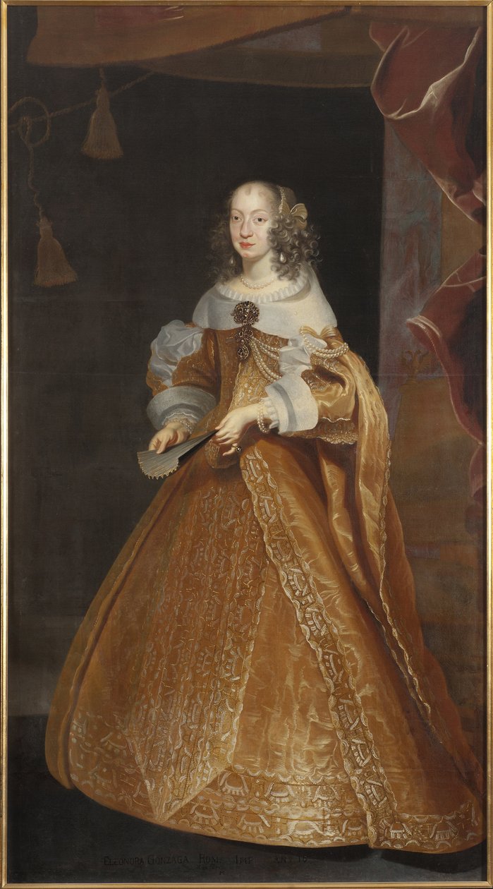 Eleonore de Nevers Mantua (tai de Gonzague Mantoue tai de Mayenne), Pyhän valtakunnan keisarinna - Mantovan, Neversin ja Rethelin prinsessa Eleonora Gonzagan (1630-1686), Pyhän Rooman keisarinnan muotokuva, kirjoittanut Luycx, Frans (1604-1668) . Öljy kank tekijältä Frans Luyckx or Leux
