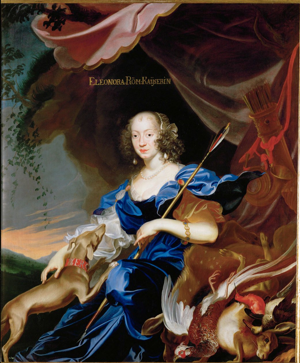 Eleonora Gonzaga, Rethelin kreivin Carlo Gonzagan tytär, keisari Ferdinand III:n puoliso, kuvattuna Dianana ... (öljy kankaalle) tekijältä Frans Luycx