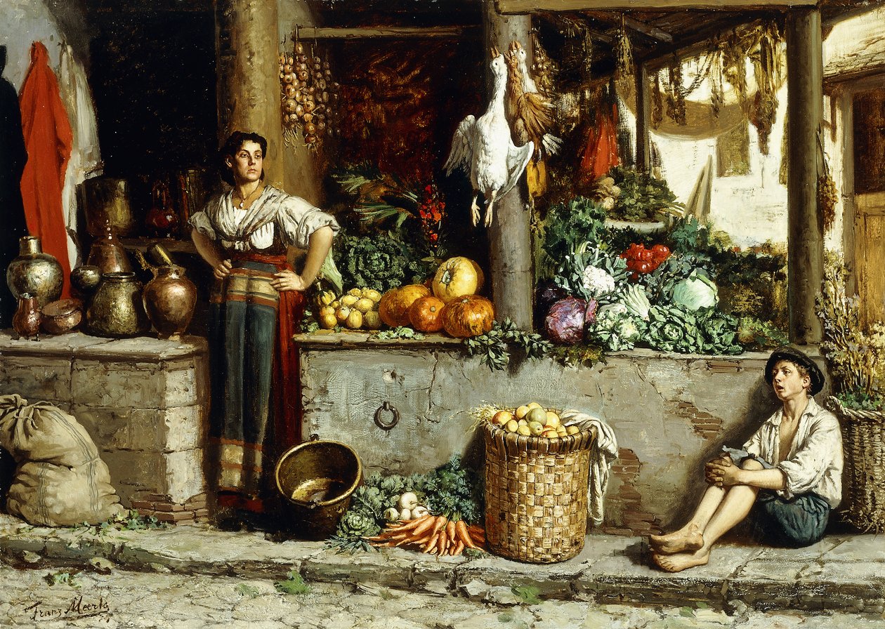Vihannesmarkkinat; Vihannestori, 1874 tekijältä Frans Meerts
