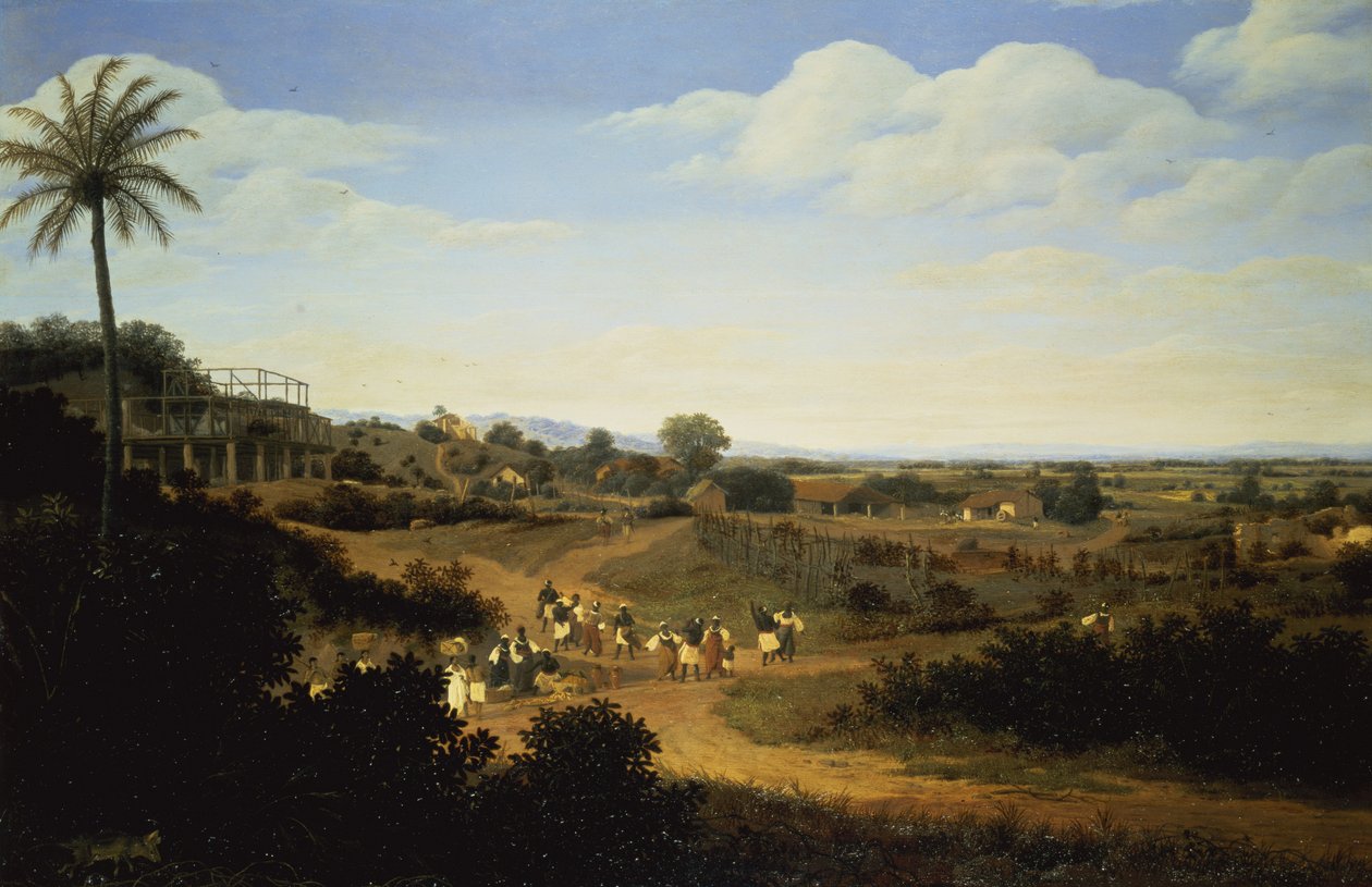Panoraamanäkymä Brasiliassa (pari 61466) tekijältä Frans Post