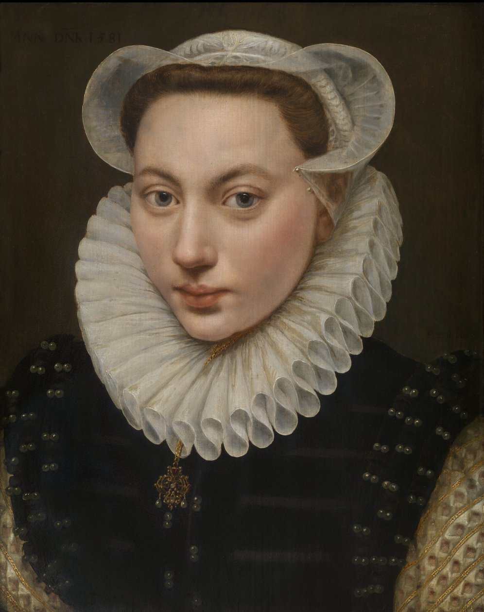 Portret van een jonge vrouw tekijältä Frans Pourbus the Elder