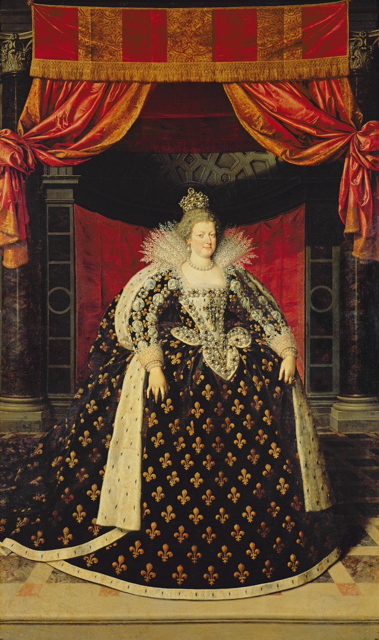 Marie de Medici (1573-1642) kruunausvaatteissa, n. 1610 tekijältä Frans Pourbus the Younger