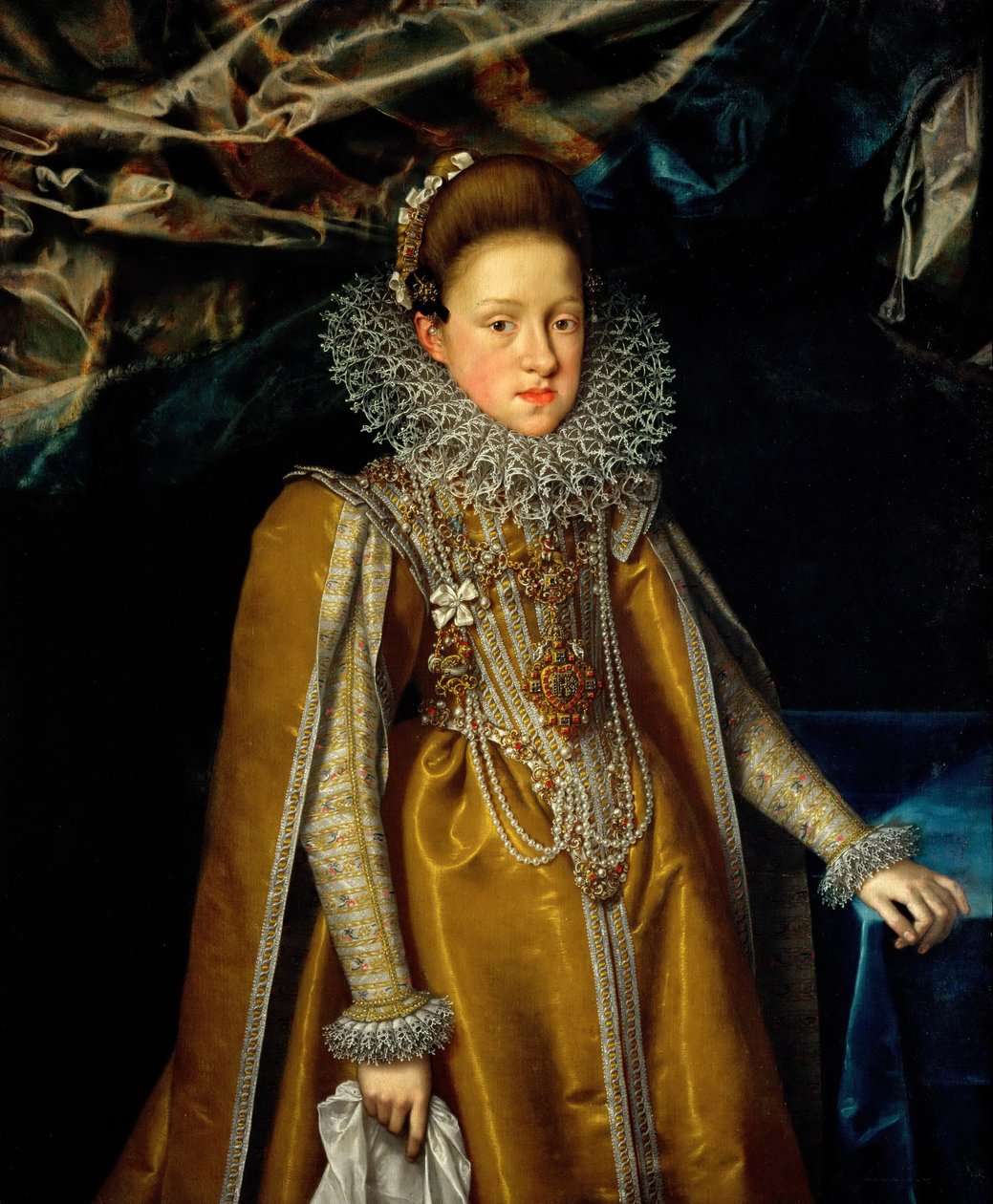 Itävallan arkkiherttuatar Maria Maddalenan muotokuva 1587-1631, Toscanan suurherttuatar, noin 1604 tekijältä Frans Pourbus the Younger