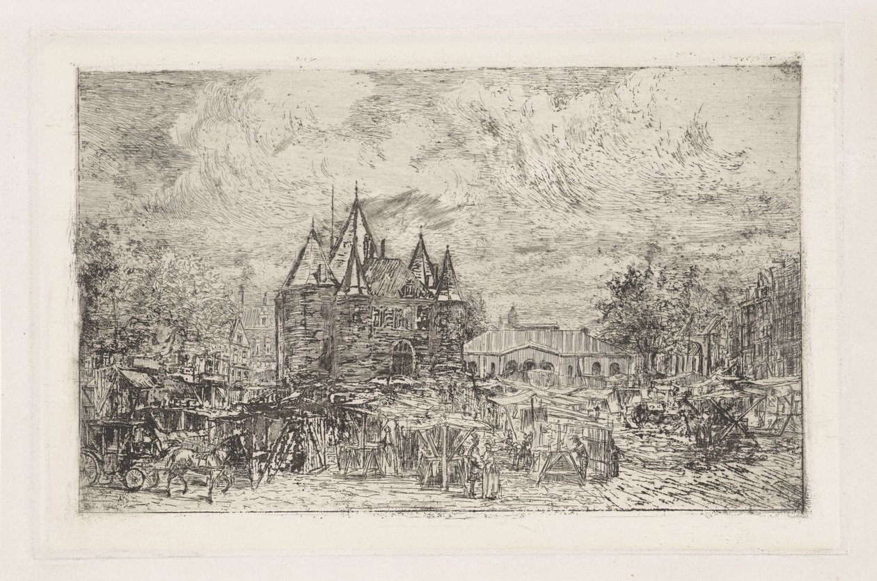 Näkymä Nieuwmarktille, Amsterdam tekijältä Frans Schikkinger