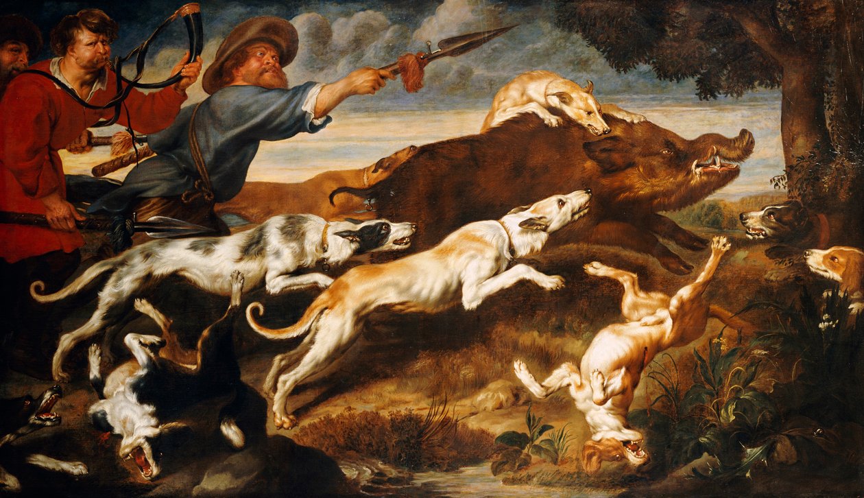 Villisian metsästys tekijältä Frans Snyders or Snijders