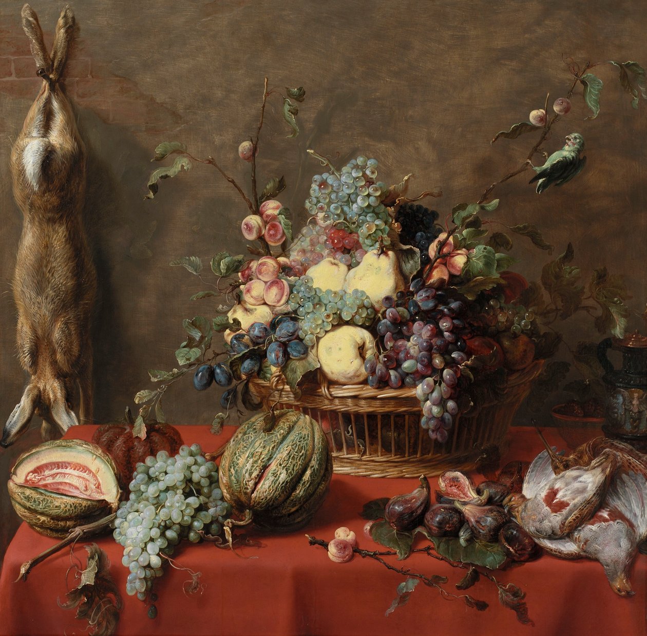 Hedelmäinen asetelma ja kuollut jänis tekijältä Frans Snyders