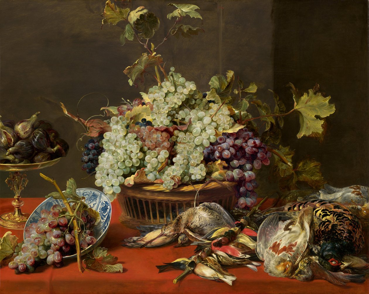 Asetelma viinirypäleillä ja riistalla tekijältä Frans Snyders