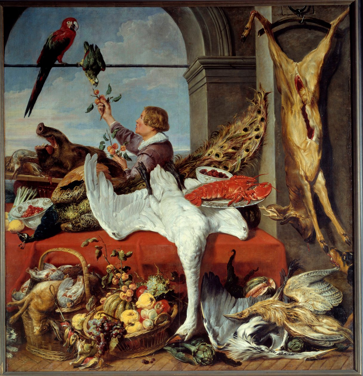 Toimistojen sisustus Riistan asetelma, vihannekset. maalaus Franz Snyders (1579-1657) 17th century Sun. 2,26 x 2,36 m Caen, Musee des Beaux Arts tekijältä Frans Snyders or Snijders