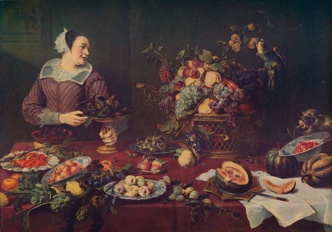 La Vendedora De Frutas, Hedelmämyyjä, 1636, c1934 tekijältä Frans Snyders or Snijders