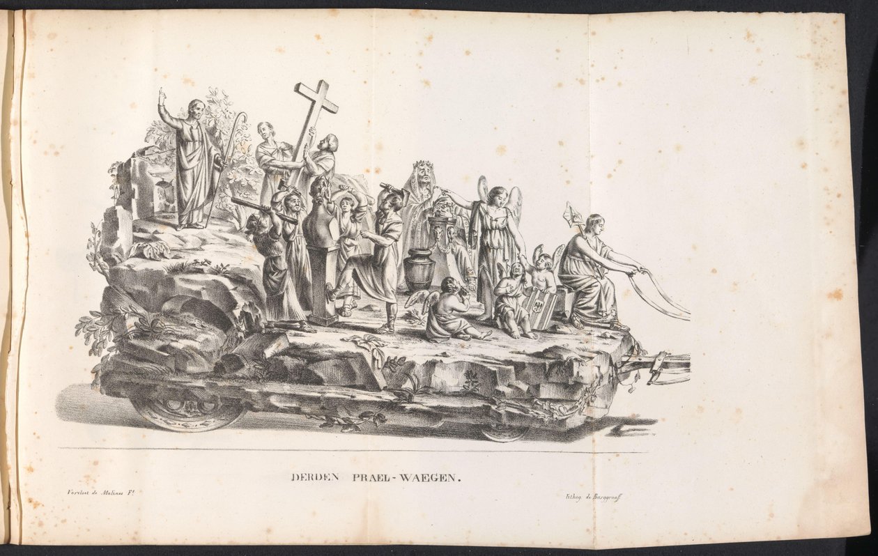 Kolmas kelluke Saint Romboutin kulkueessa, 1825 Derden Prael-waegen (otsikko esineessä) tekijältä Frans Vervloet